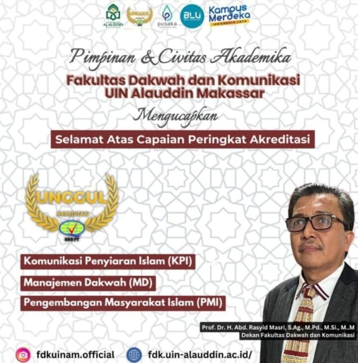 Tiga Jurusan di FDK UIN Alauddin Raih Akreditasi Unggul