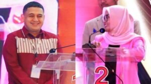Appi dan Rezki dalam sesi tanya jawab debat kedua Pilwali Makassa0000