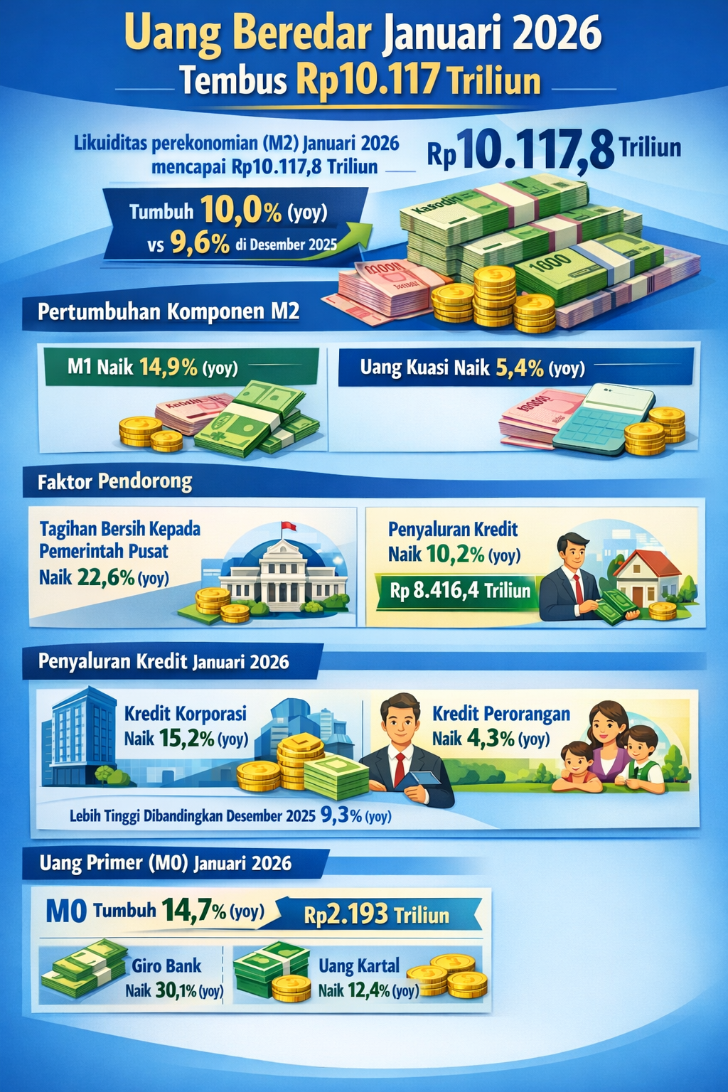 Uang Beredar Januari 2026 Tembus Rp10.117 Triliun