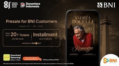 BNI Hadirkan Akses Eksklusif Menikmati Andrea Bocelli Romanza di Indonesia